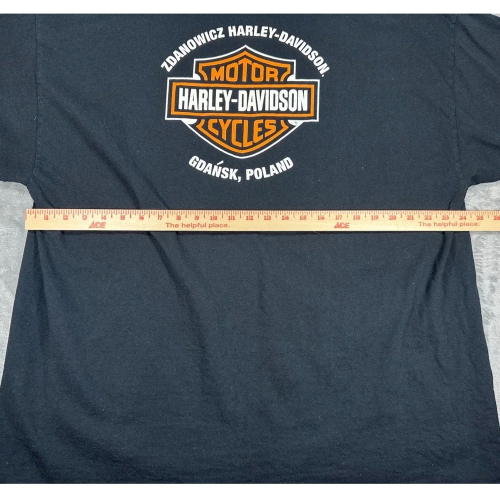 Harley Davidson Gdansk Poland T-Shirt Mens 2XL Black Winged Logo Bravado Tee - Picture 6 of 6